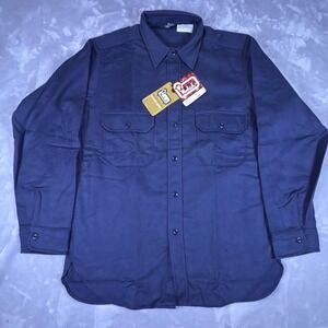 Woolrich Mens Heavyweight Chamois Shirt Navy Blue Made in USA 1575 Large NWT